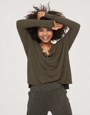 OFFLINE Ribbed Henley T-Shirt | American Eagle Outfitters (US & CA)