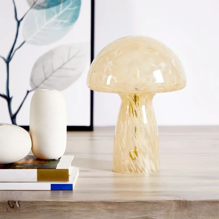 Urban Shop Novelty Glass Mushroom Lamp, Orange Tortoise, 12" H, Plug-in | Walmart (US)