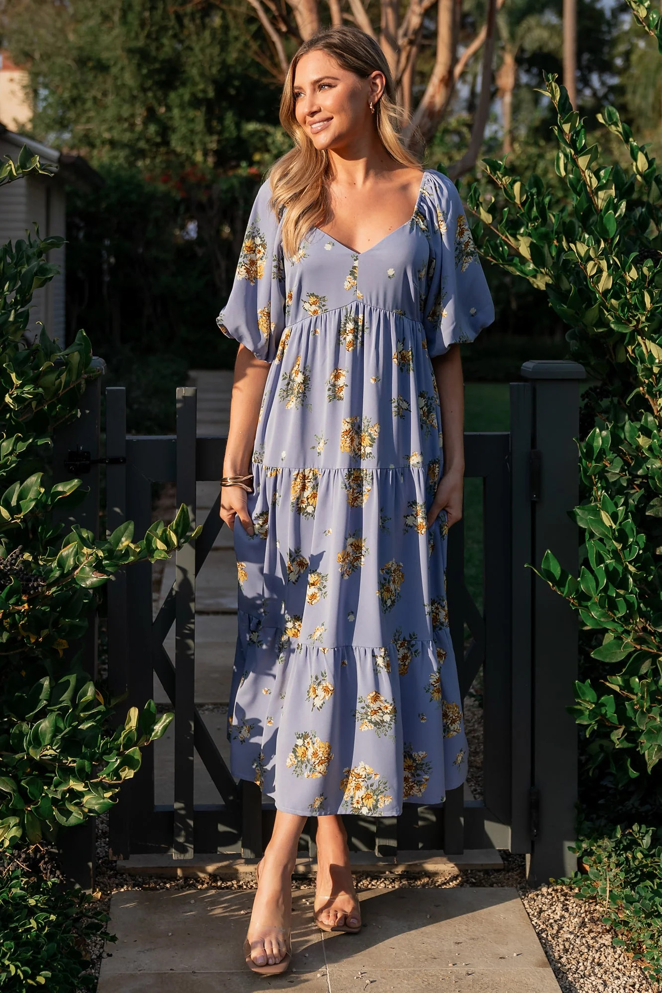 Judith Midi Dress — Blue & Golden Floral | Baltic Born | Baltic Born