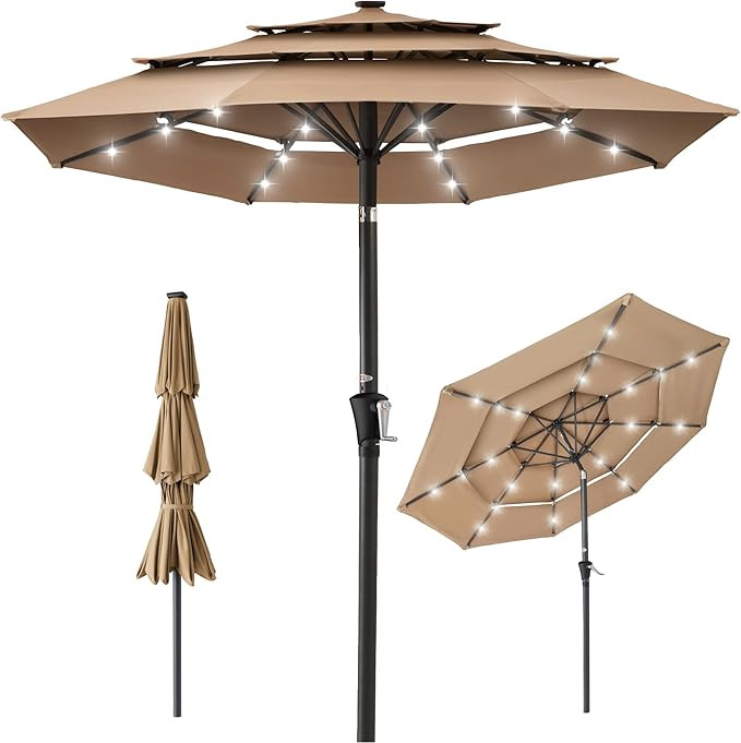 Best Choice Products 10ft 3-Tier Patio Umbrella, Outdoor Market Sun Shade for Backyard, Deck, Poo... | Amazon (US)