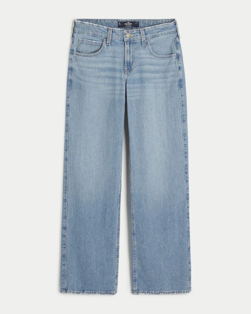 Women's Low-Rise Medium Wash Baggy Jeans | Women's Bottoms | HollisterCo.com | Hollister (US)