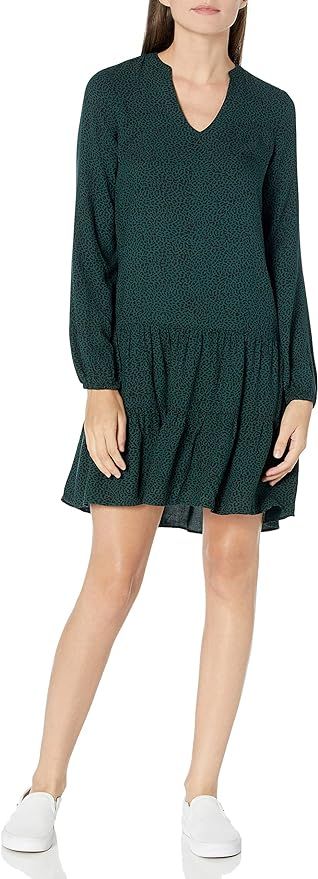 Amazon Brand - Goodthreads Women's Fluid Twill Relaxed Fit Notch Neck Tiered Mini Dress | Amazon (US)
