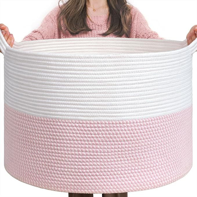 INDRESSME XXXLarge Storage Basket with Handle, Pink Laundry Basket for Nursery, Stuffed Animal, B... | Amazon (US)