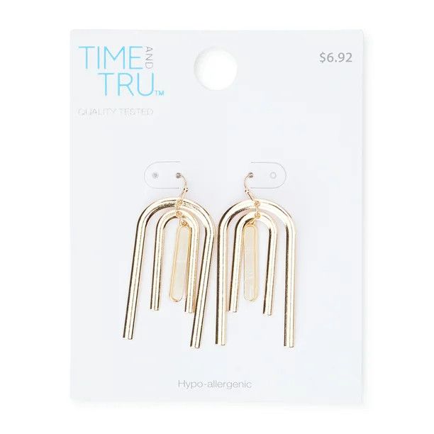 Time and Tru Gold Tone U Drop Earrings | Walmart (US)