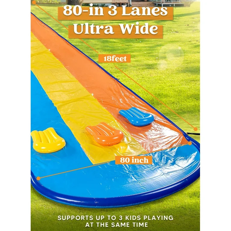 Syncfun 18ft Triple Water Slide and 3 Inflatable Boards, Backyard Lawn Water Slides with Outdoor ... | Walmart (US)
