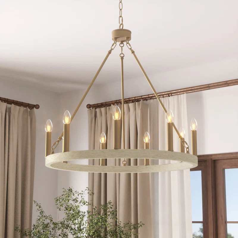 Avalee 9 - Light Dining Room Steel Dimmable Wagon Wheel Chandelier UL Certified | Wayfair North America