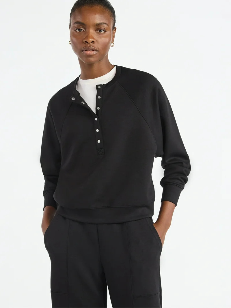 Scoop Women’s New Scubaknit Raglan Henley Top, Sizes XS-XXL - Walmart.com | Walmart (US)