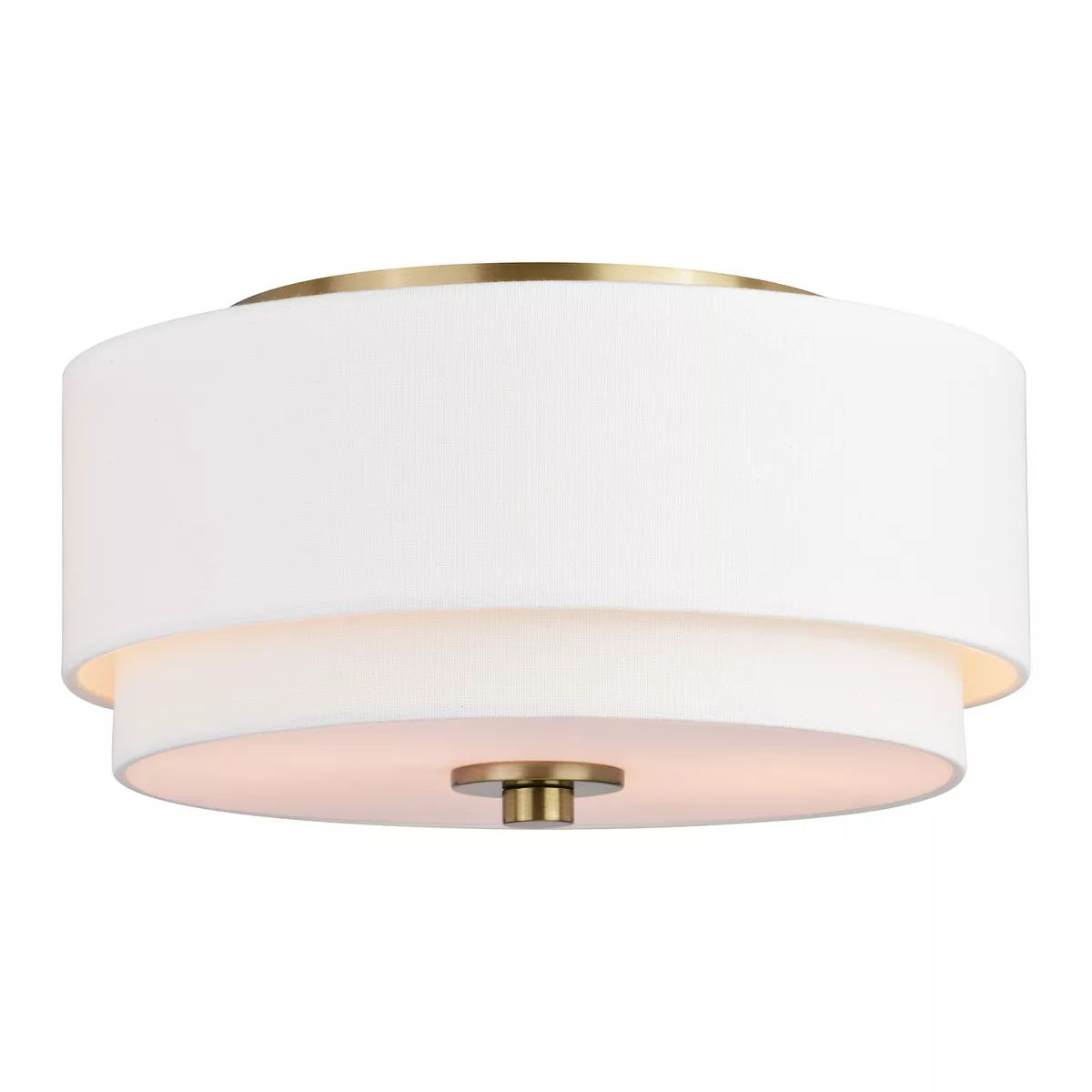 Burnaby 13-in W Mid-Century Modern Flush Mount Ceiling Light Fixture White Fabric Drum Shade | Kohl's