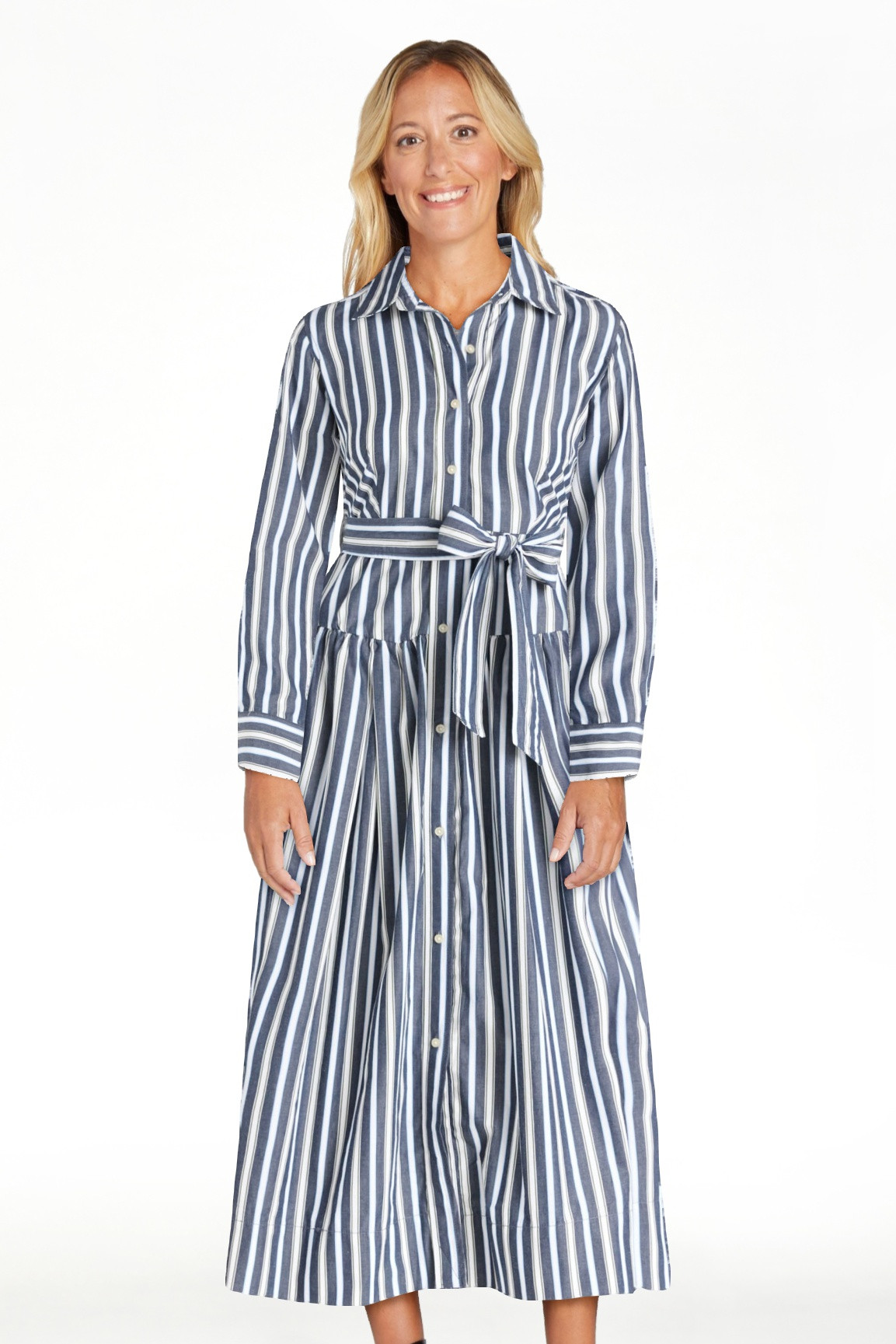 Free Assembly Women's and Women’s Plus Belted Cotton Maxi Shirtdress with Long Sleeves, Sizes X... | Walmart (US)
