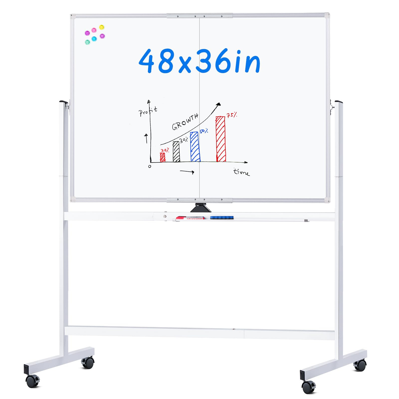 maxtek Rolling Whiteboard, 48x36 Large Magnetic White Board with Stands, Big Double-Sided White B... | Amazon (US)