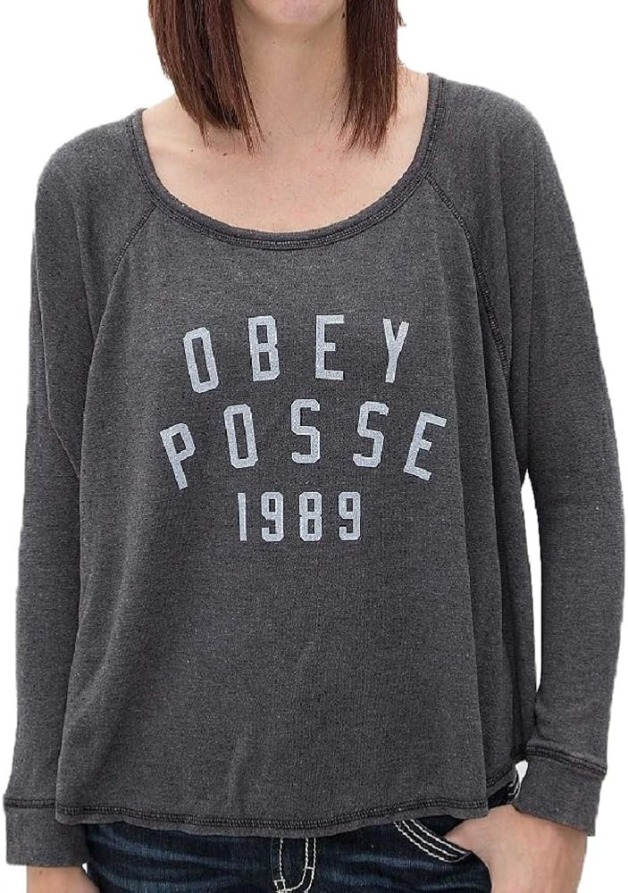 Obey PHYS Ed Raglan Graphite Junior's Boat Neck Sweater Shirt | Amazon (US)