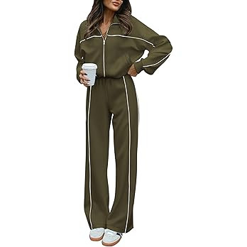 BTFBM Women's Two Piece Tracksuit Fall 2025 Long Sleeve Zip Up Sweatshirt Long Pants Outfits Jogg... | Amazon (US)