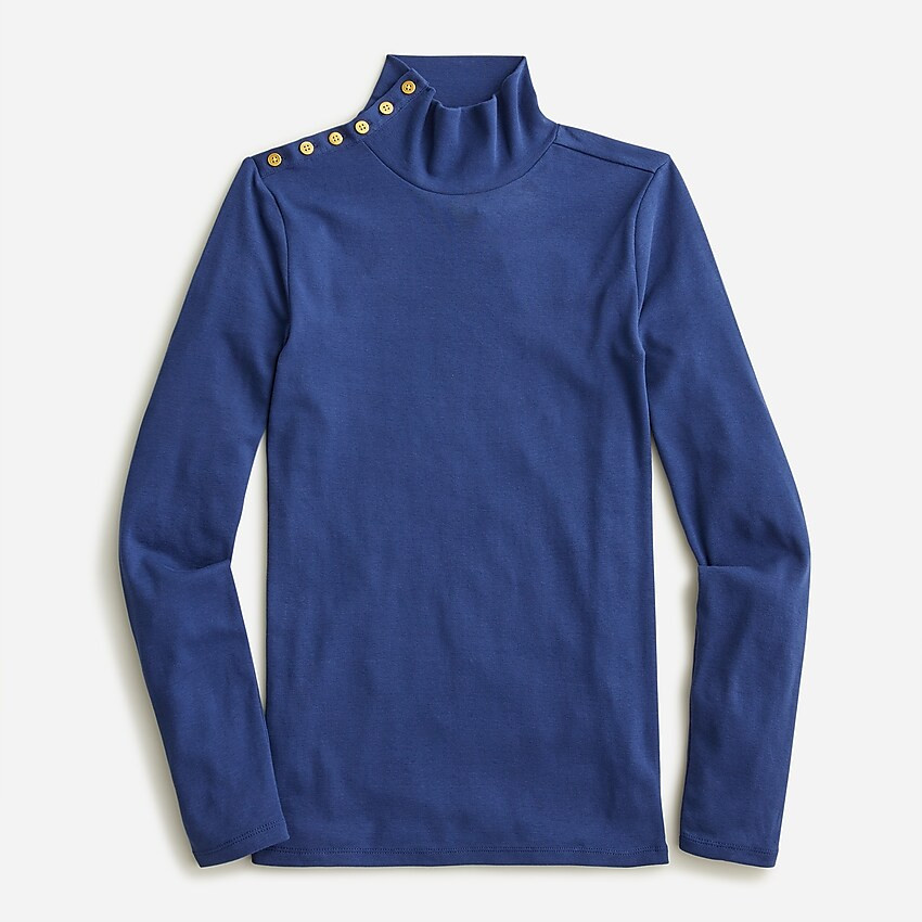 Perfect-fit ribbed turtleneck with buttons | J. Crew US
