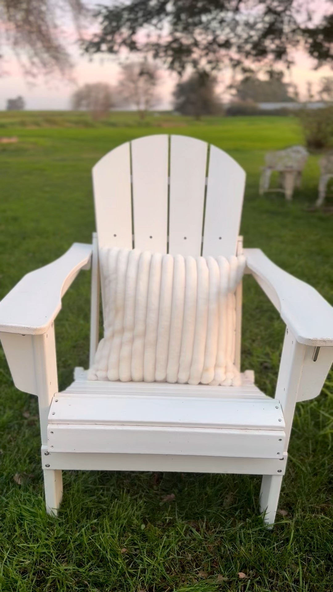 My favorite white Adirondack chairs  from @Wayfair come in a set of two and are perfect for spring, summer, fall, and winter too! I paired it with my white faux fur throw pillow on this chilly late-winter evening! #wayfair #ad #wayfairpartner 

#LTKHome #LTKdayinmylife #LTKSeasonal