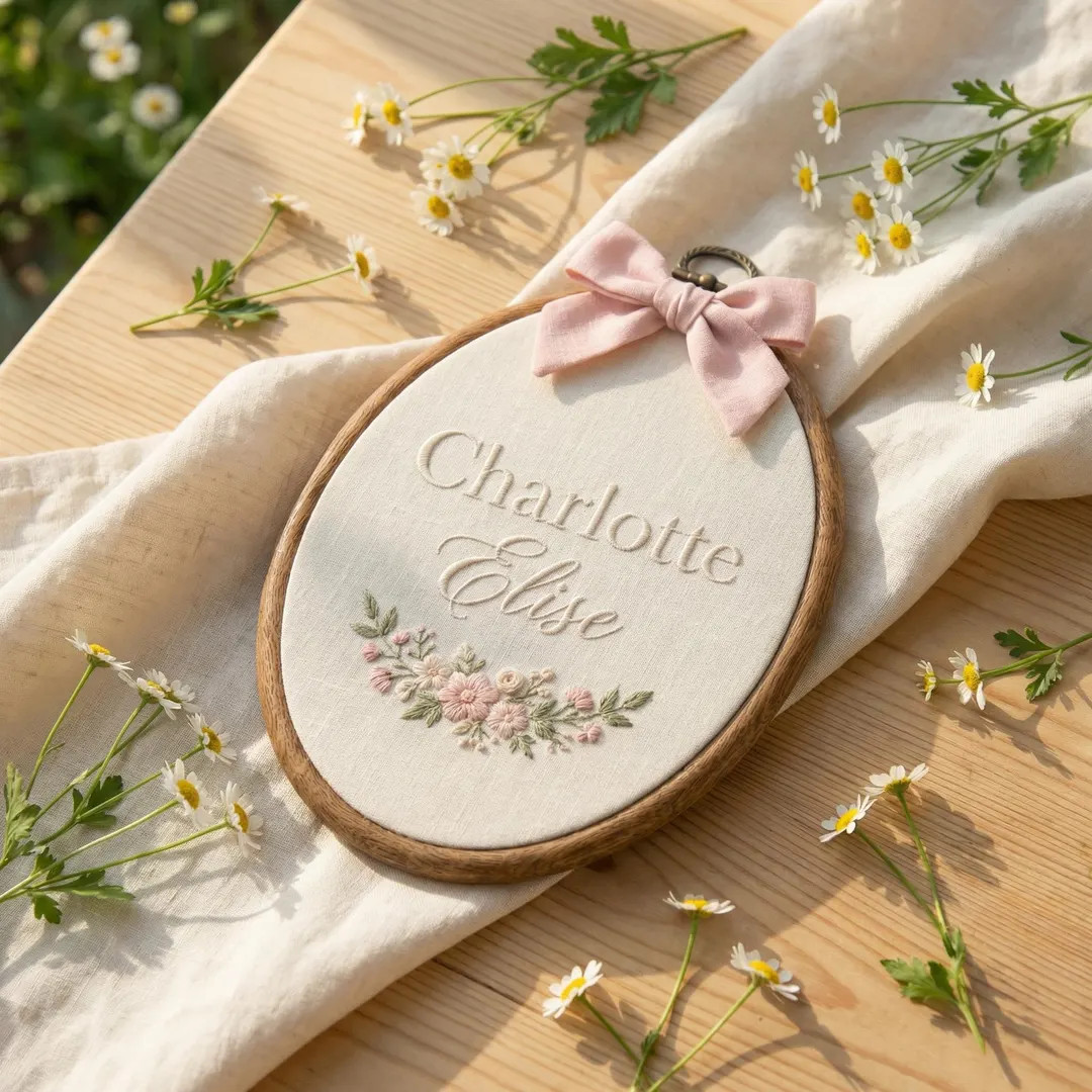 Personalized Oval Embroidery Hoop With Baby Floral: Baby Name Sign, Nursery Decor, Baby Girl Deco... | Etsy (US)