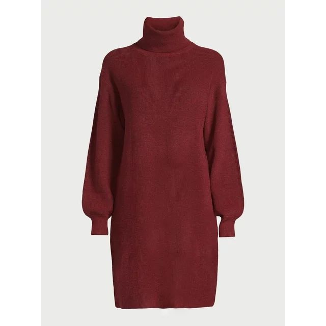 Time and Tru Women's Ribbed Knit Turtleneck Dress, Sizes S-XXXL | Walmart (US)