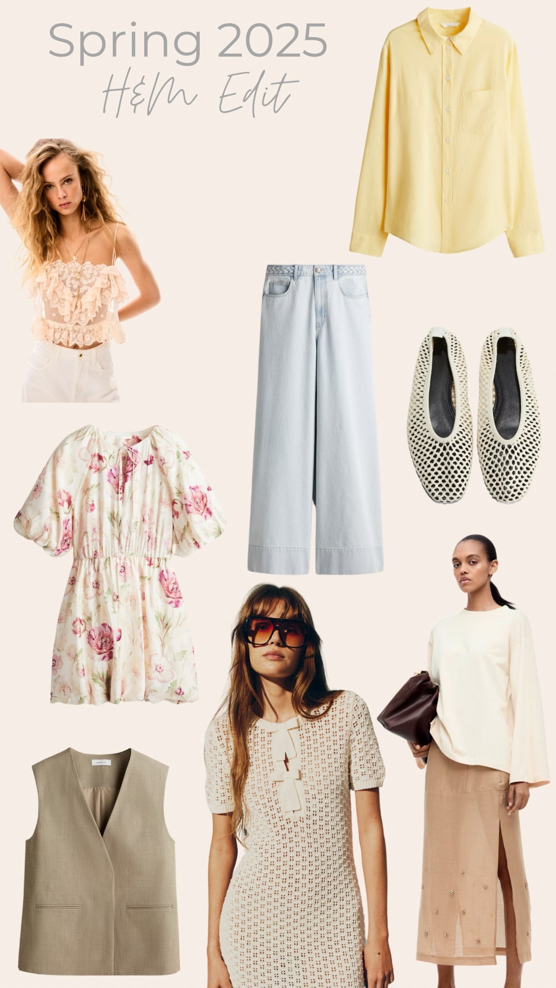 H&M Spring Collection 🌸

Sheer Lace Top / Yellow Shirt / Pointelle Dress / Crochet Ballerina Pumps / Pink Floral Dress / Wide Leg Jeans / Sheer Embellished Skirt

#LTKuk #LTKspring #LTKAprilSpotlight