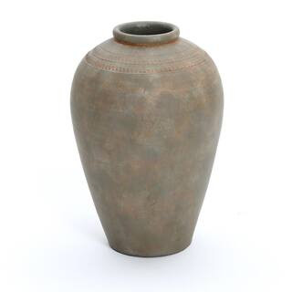 LuxenHome 14.6 in. Rustic Brown Terracotta Urn Vase WHD2197 - The Home Depot | The Home Depot