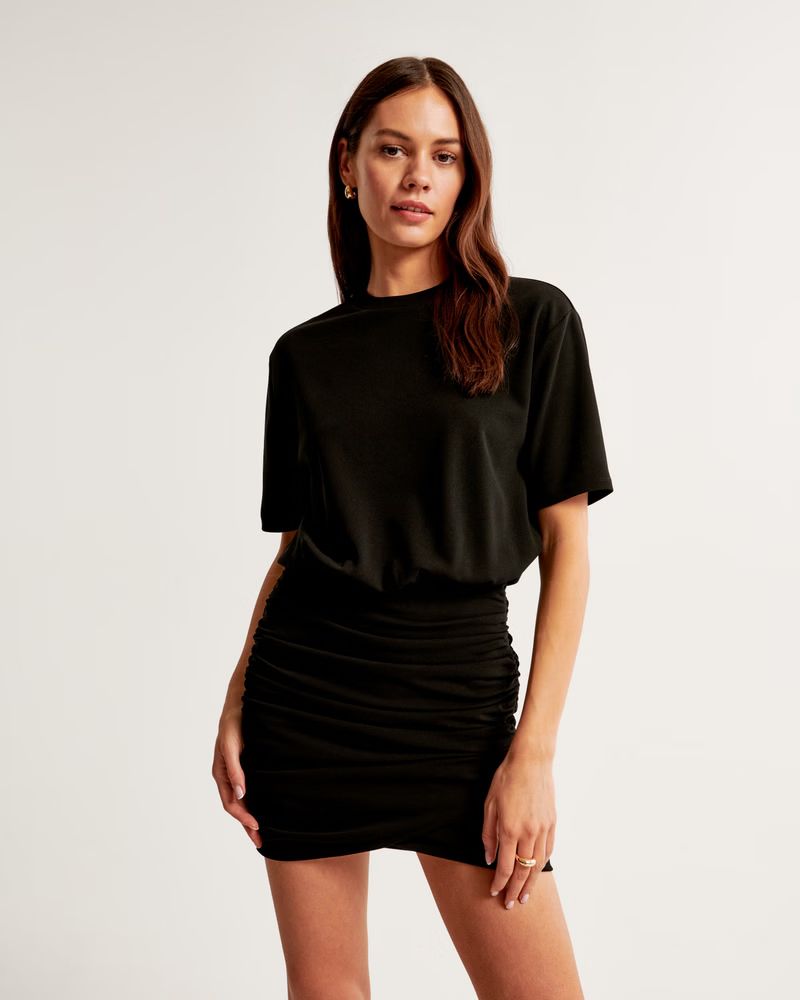 Ruched Knit T-Shirt Mini Dress | Abercrombie & Fitch (US)