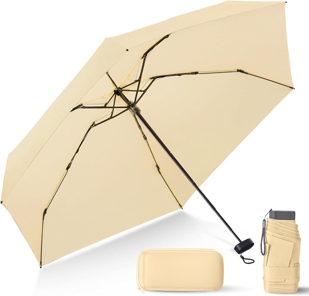 LEAGERA Compact Travel Umbrella with Case - Mini Umbrella for Purse, Small Lightweight &Tiny Desi... | Amazon (US)