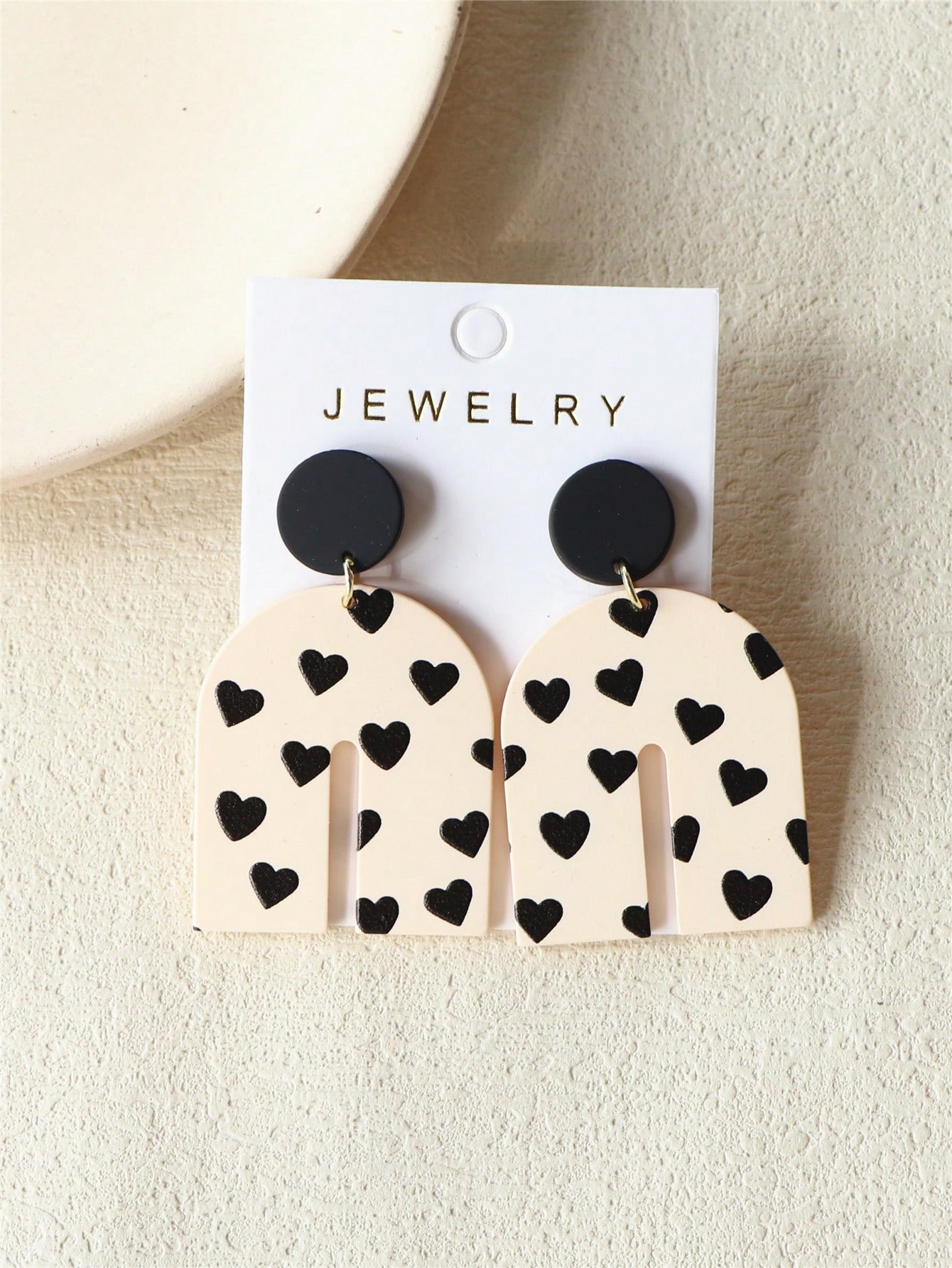1 Pair Women's Valentine's Day Black Heart Print Ceramic Texture Khaki Arch Sexy Romantic Holiday... | SHEIN