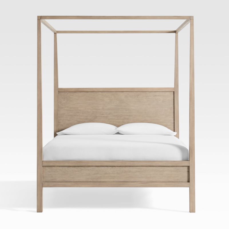 Keane Weathered Natural Queen Wood Canopy Bed + Reviews | Crate & Barrel | Crate & Barrel