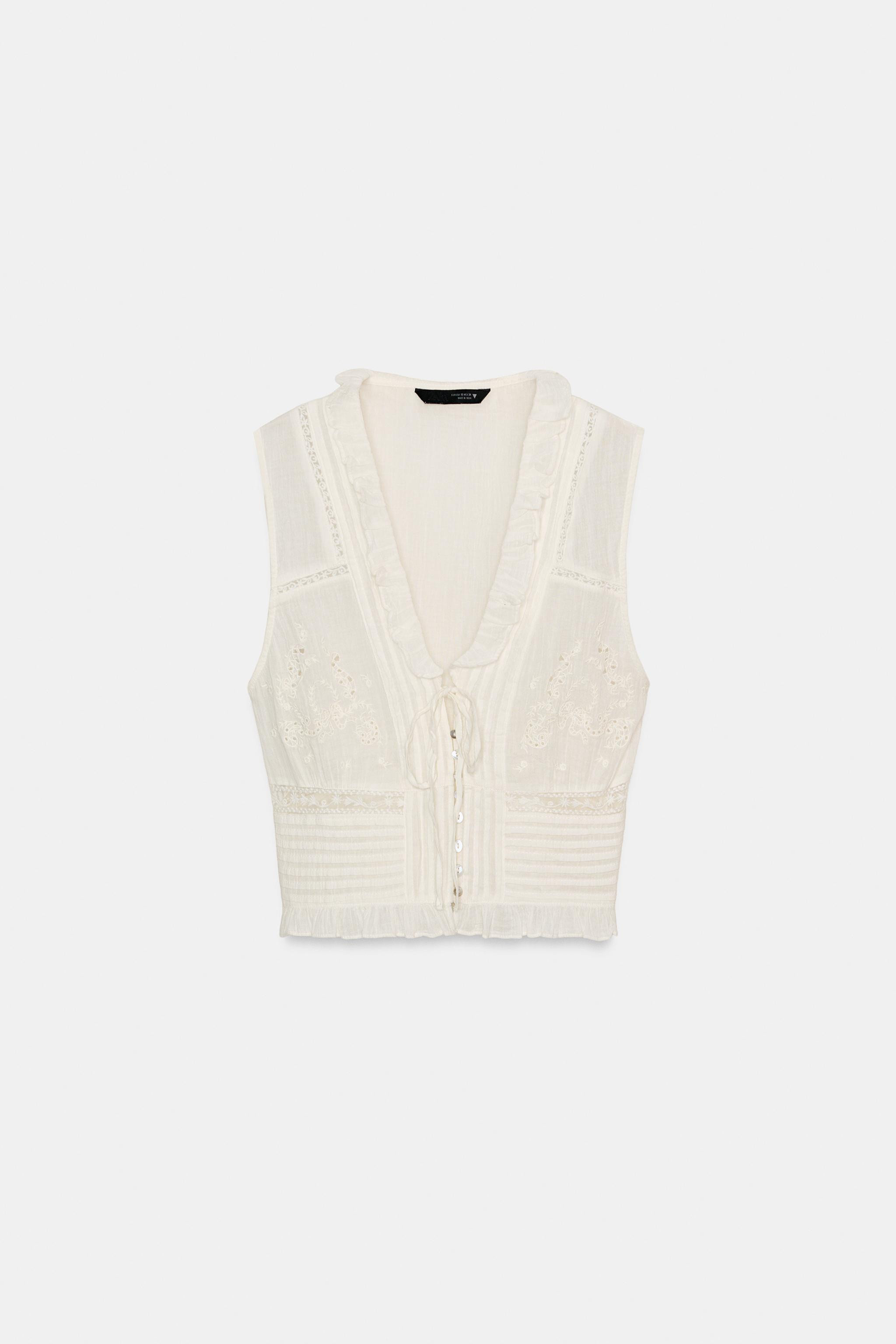 EMBROIDERED GAUZE TOP | Zara US