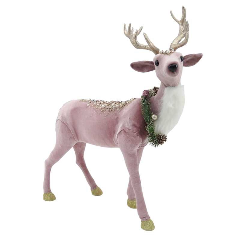 Pink Fabric Deer, 15.7" | At Home