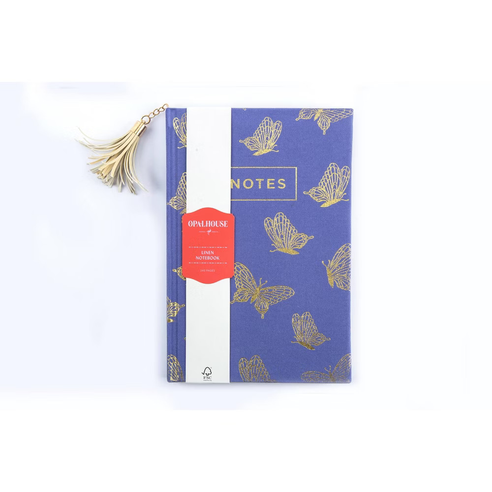 Notebook College Ruled Linen with Tassel Blue Butterfly - Opalhouse | Target