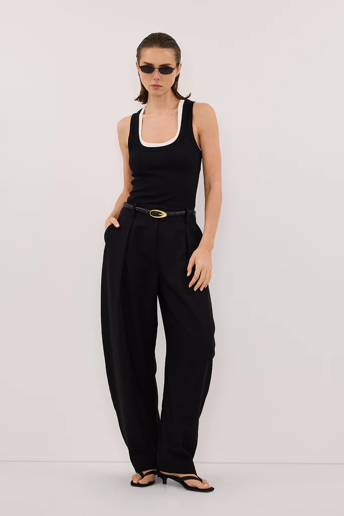 ROMY BLACK BARREL LEG TAILORED PANT | DISSH