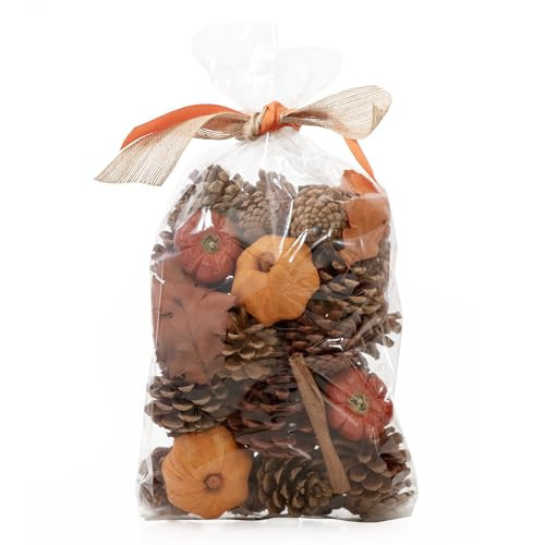 ANDALUCA Natural Pinecones, Mini Pumpkins Oak Leaves Fall Scented Bowl Filler Potpourri Decor (Autumn Pinecones) | Amazon (US)