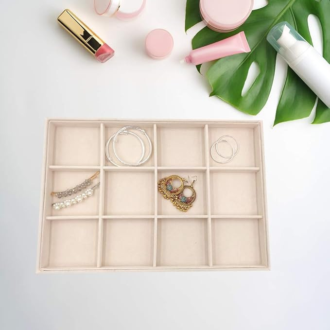 Stackable Jewelry Trays Show Case Organizer, Velvet Jewelry Protector Removable Storage Display D... | Amazon (US)