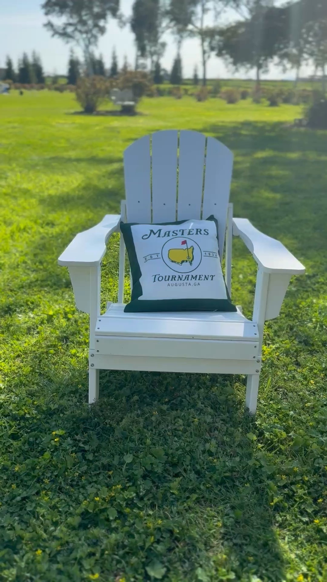 Masters golf tournament pillow on my white Adirondack chair! Masters golf decor just in time for spring and summer!! It’ll also make a great Father’s Day gift for dad! ❤️

#LTKFindsUnder100 #LTKHome #LTKWatchNow