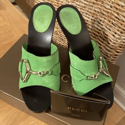 gucci shoes 8 woman SAND PELLE S GOMMA SUEDE CUDU Green Gold Horsebit Uk 5.5 / 6  | eBay | eBay UK