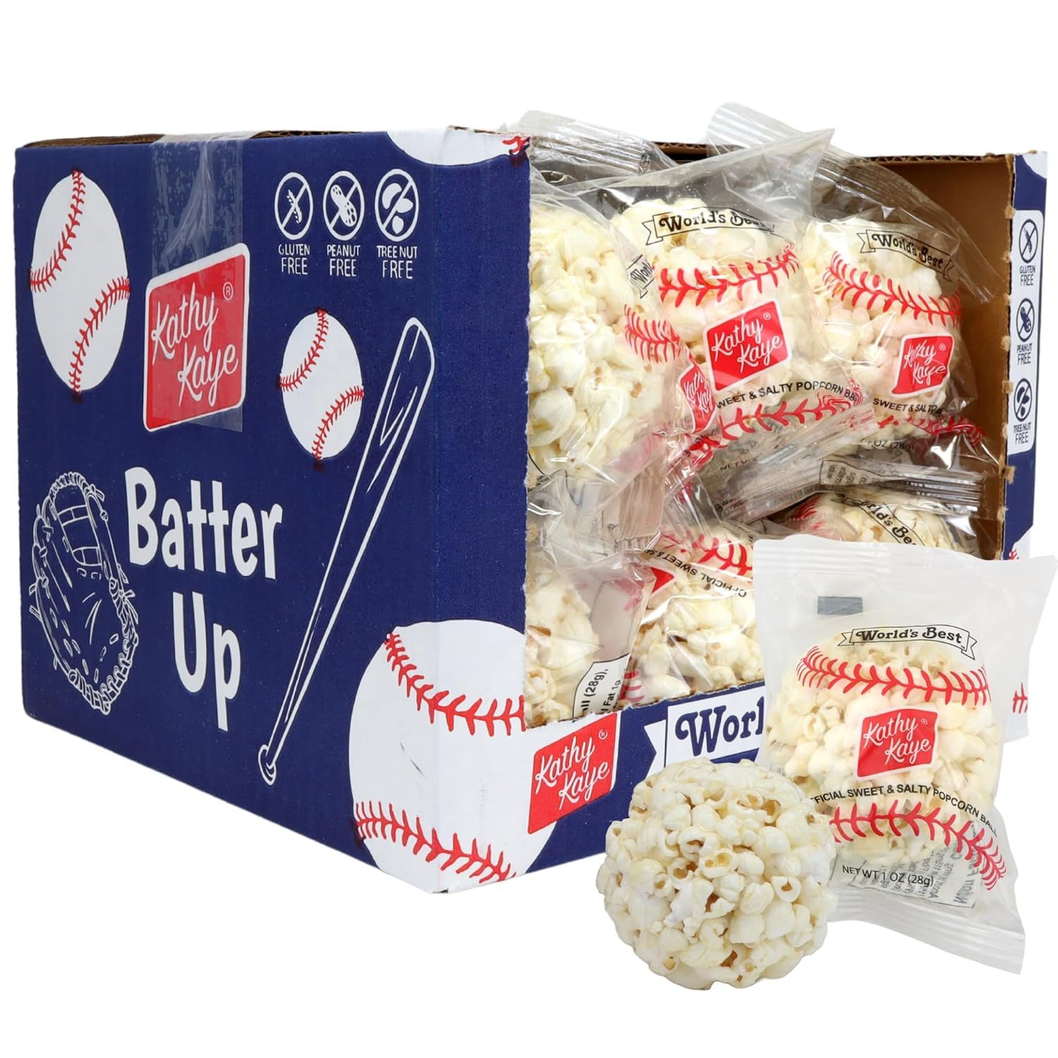 Kathy Kaye Baseball Sweet & Salty 1 oz. Popcorn Balls | Delicious, Crunchy, & Perfect for Team Sn... | Amazon (US)