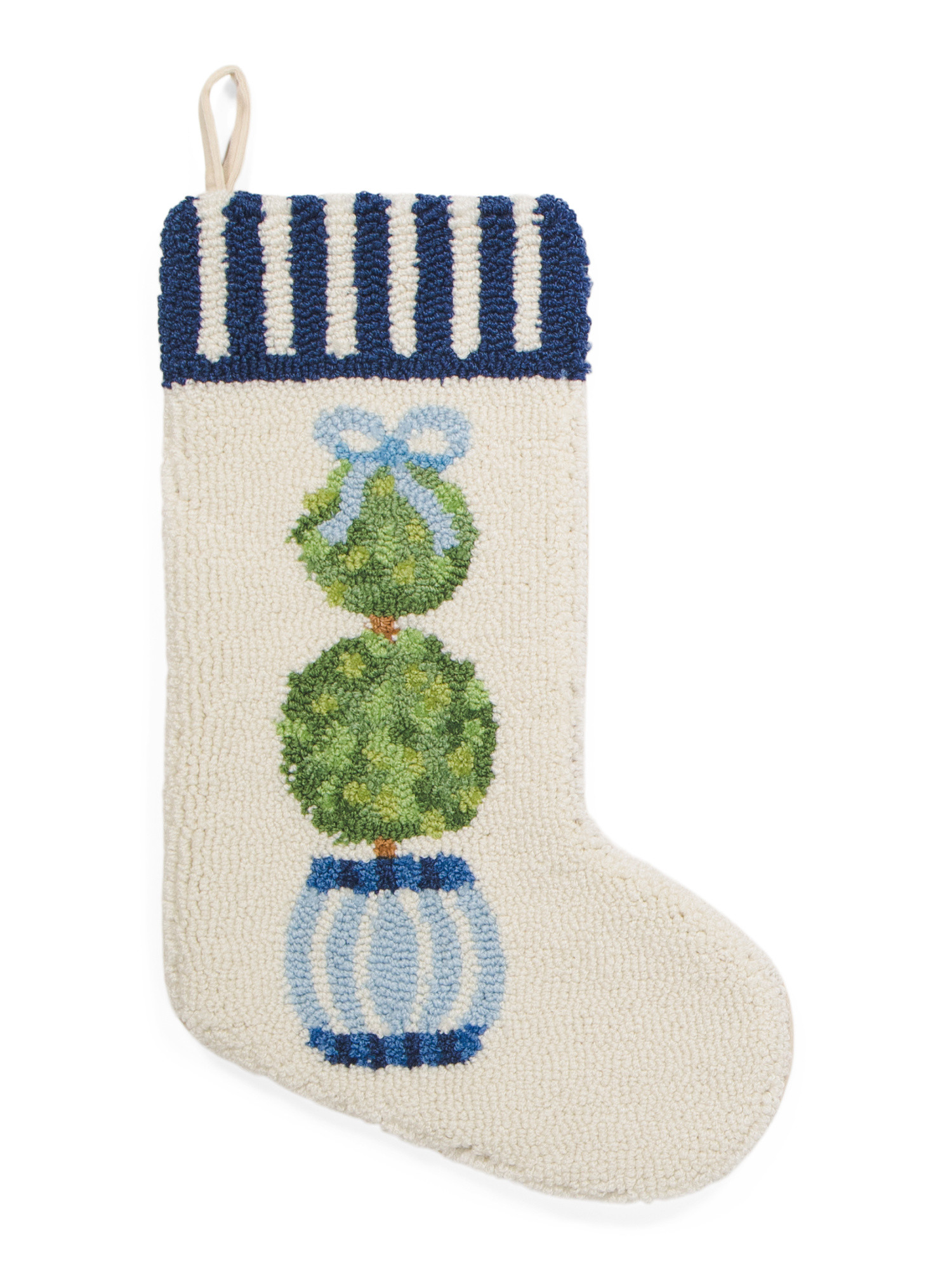 12x20 Preppy Topiary Hooked Stocking | TJ Maxx
