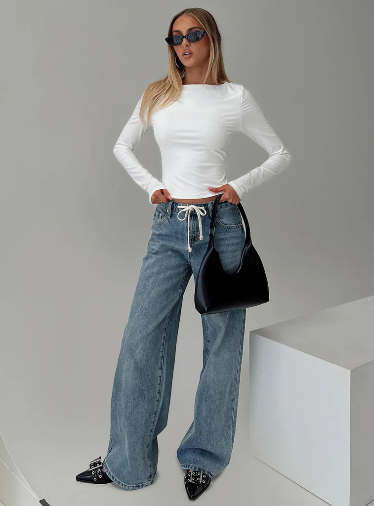 Mellowed Out Slouchy Jeans Mid Blue | Princess Polly US