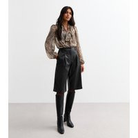 Women's Black Faux Leather Tailored Jorts New Look | New Look (UK)