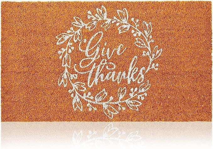 Natural Coir Thanksgiving Doormat, Give Thanks, Fall Holiday Decor (17 x 30 in) | Amazon (US)