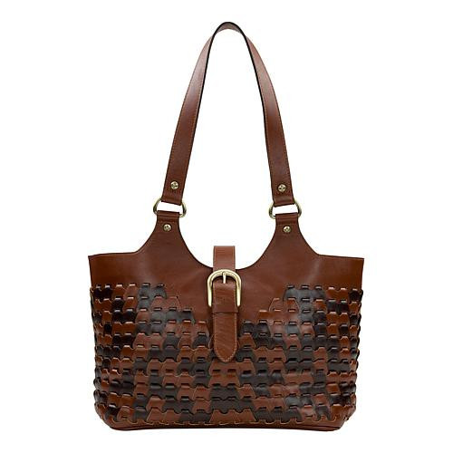 Patricia Nash Pitassi Woven Leather Tote - Oxblood/Black | HSN