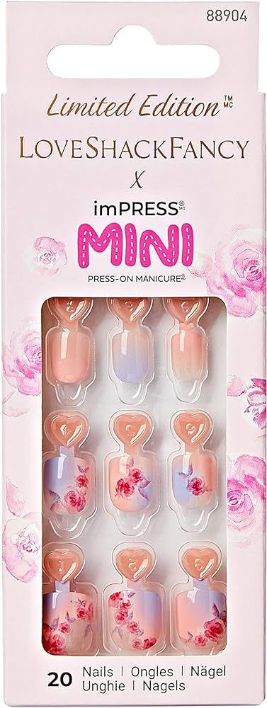 KISS LoveShackFancy x imPRESS Mini Press-On Manicure Limited Edition, Style "Sunkissed Peach" Kid... | Amazon (US)