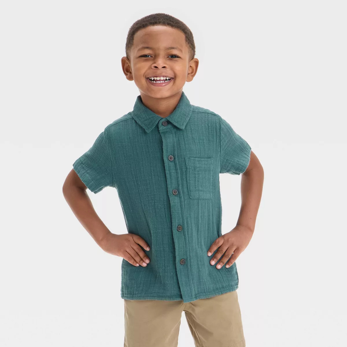 Toddler Boys' Double Weave Woven Shirt - Cat & Jack™ White 3T | Target