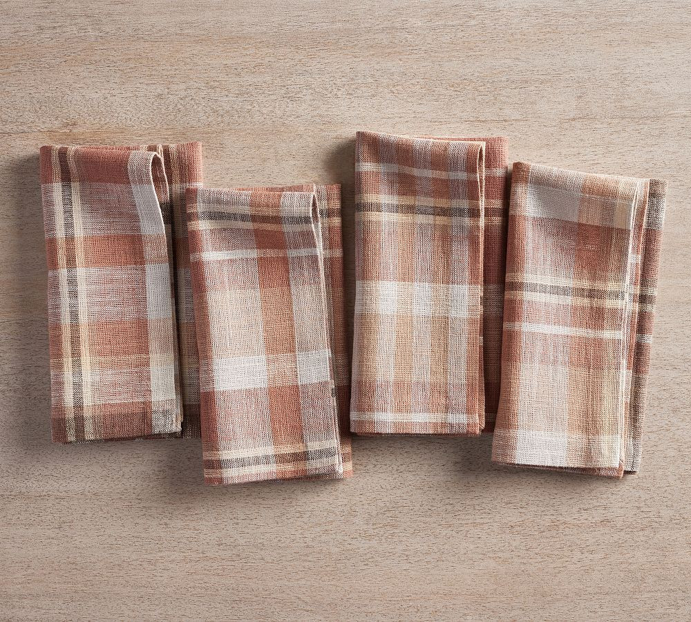 Montecito Plaid Cotton/Linen Napkins - Set of 4 | Pottery Barn (US)