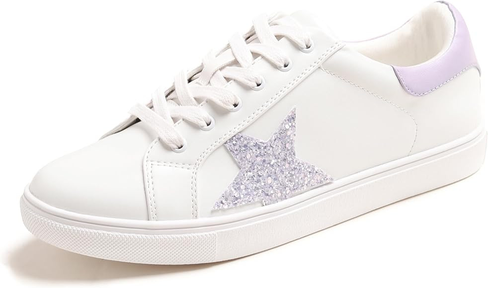 FEVERSOLE Women's Featured PU Leather Colorful Lace Up Sneaker | Amazon (US)