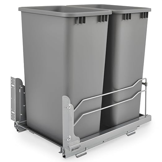 Rev-A-Shelf Double Pullout Trash Cans for Full Height Kitchen Cabinets 50 Quart 12.5 Gallon with ... | Amazon (US)