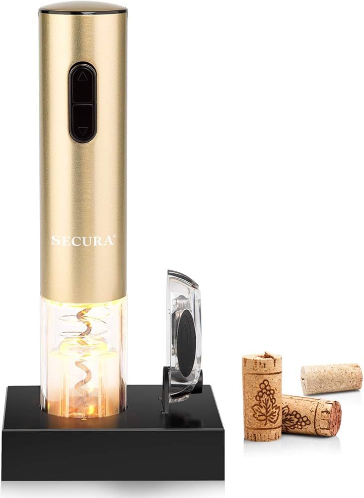 Amazon.com: Secura Electric Wine Opener, Automatic Bottle Corkscrew Opener with Foil Cutter, Rech... | Amazon (US)