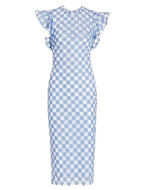 Rachel Embroidered Ruffle Midi Dress | Saks Fifth Avenue