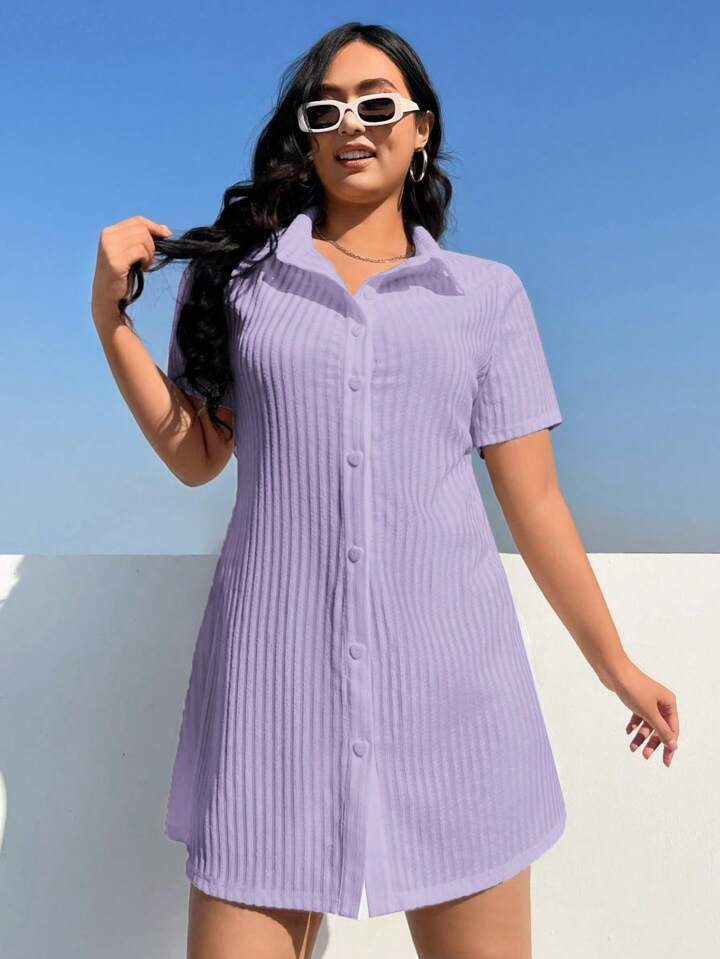 SHEIN EZwear Plus Button Through Dress | SHEIN