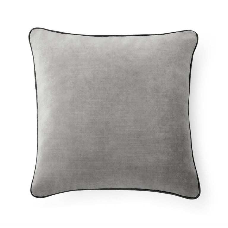 Mainstays 18" x 18" Black Velvet With Faux Leather Trim Polyester Decorative Pillow | Walmart (US)