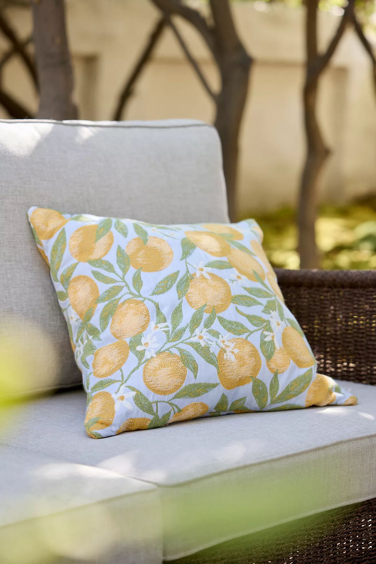 Orange Floral Outdoor Pillow | Anthropologie (US)